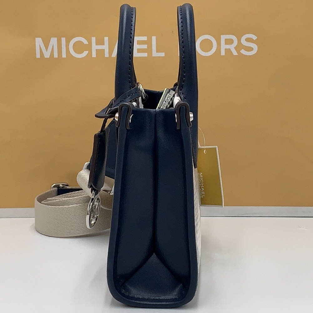Michael Kors Mirella Extra-Small Logo Crossbody XBODY Shopper Bag Navy NWT - Picture 14 of 15